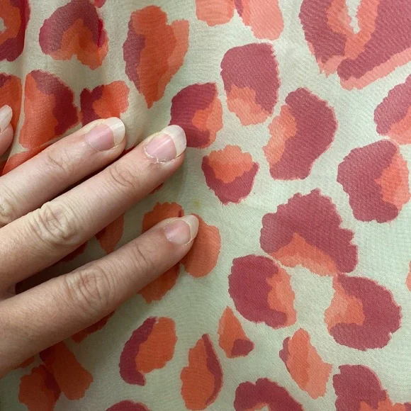 Tibi 100% Silk Dainty Midi Dress Red Nude Animal Print Size 6 Spaghetti Strap - Picture 7 of 12